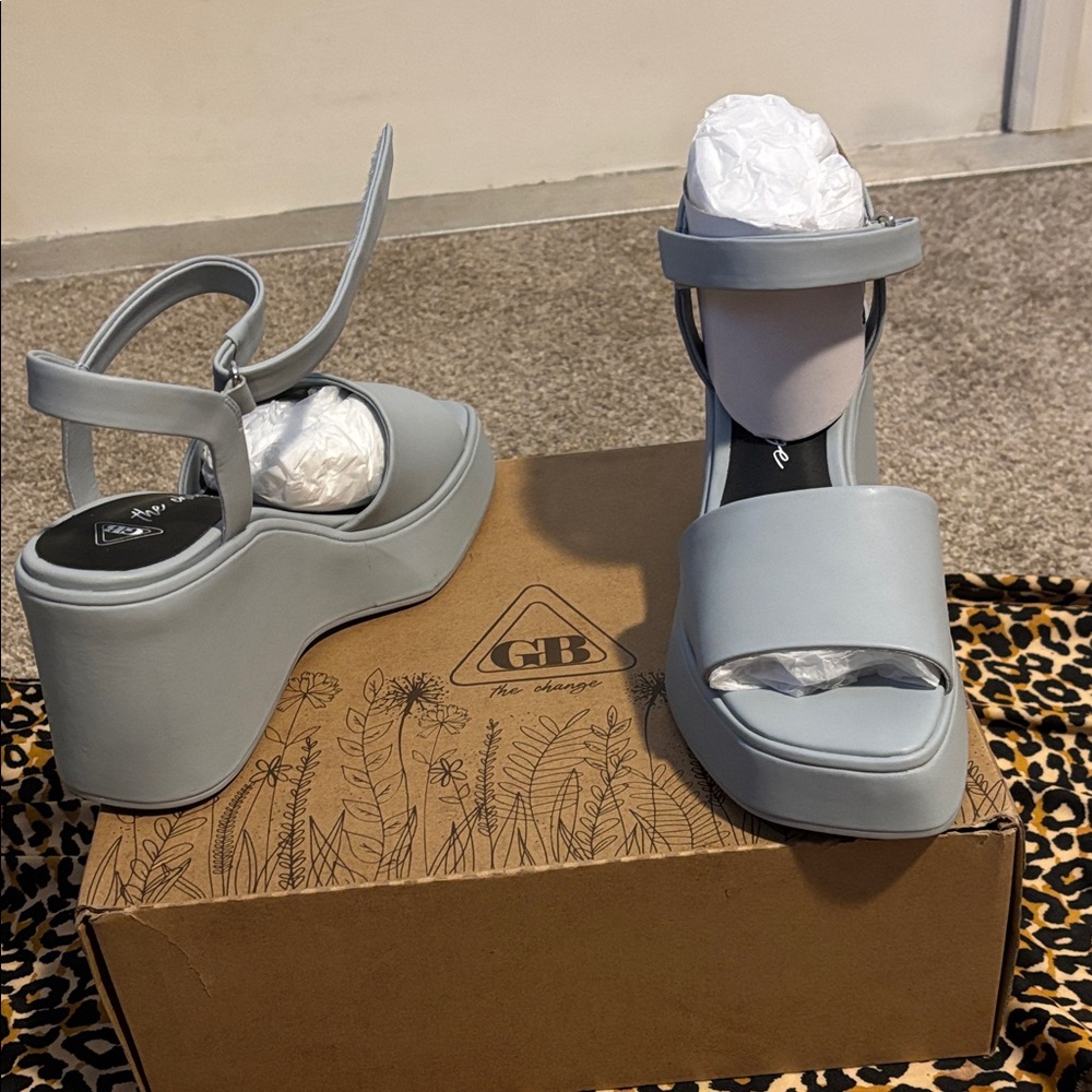 Gianni Bini Light Blue Platform Sandal with Ankle Strap